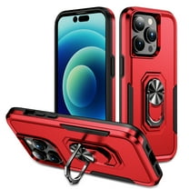 for iPhone 8 Plus/7 Plus Case Protective Cover,Heavy Duty Military Grade Hard Protection Shock Proof Grip | Durable Dual-Layer Design Phone Case with Built-in 360 Ring Holder Kickstand,Red Black
