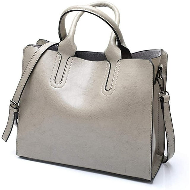 LHSHID Women Fashion Tote Handbags Lightweight PU Leather Satchel Shoulder Bags Retro Oil Wax Handle Purse
