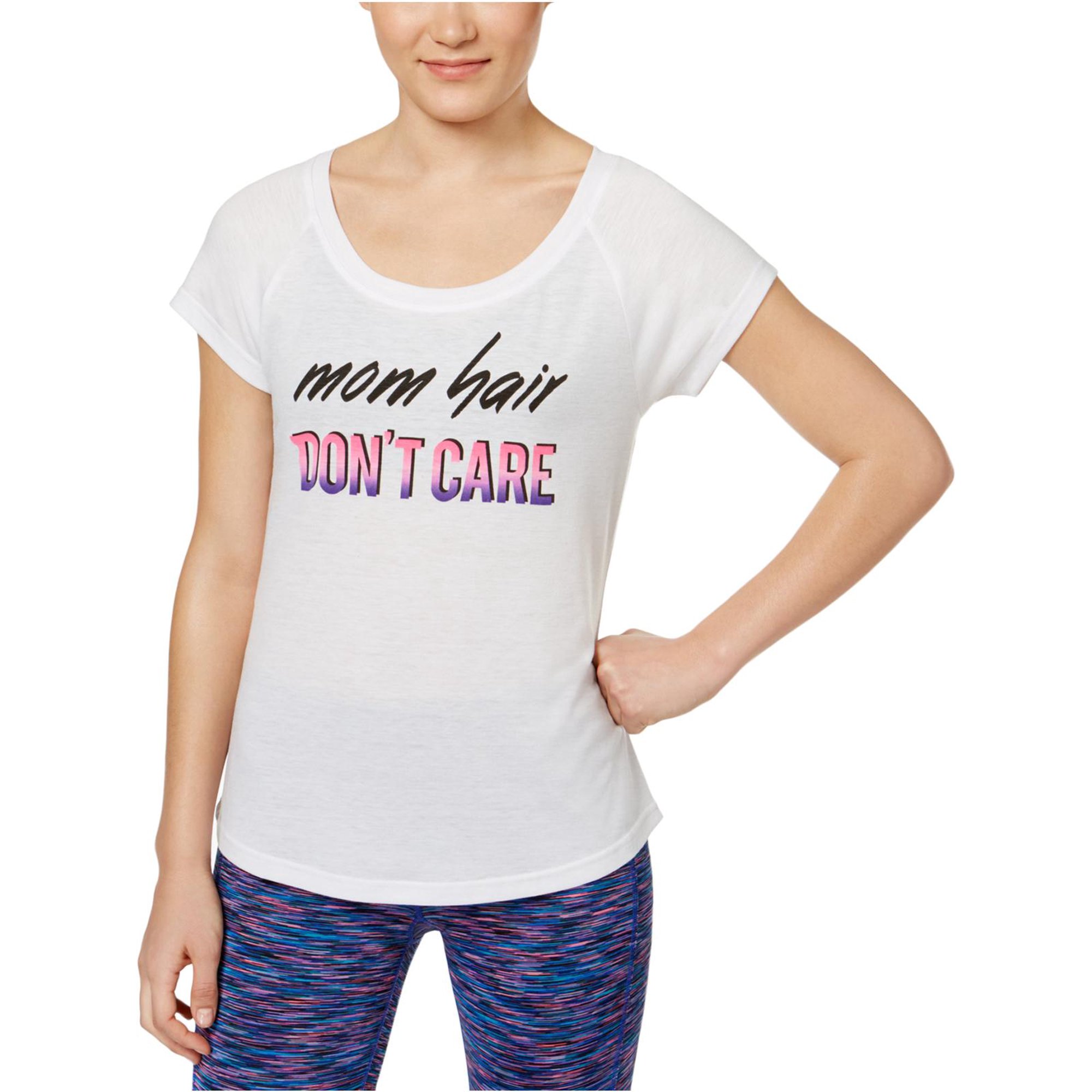 Ideology Women's Mom Hair Don't Care Slogan Athletic Fitness T-Shirt