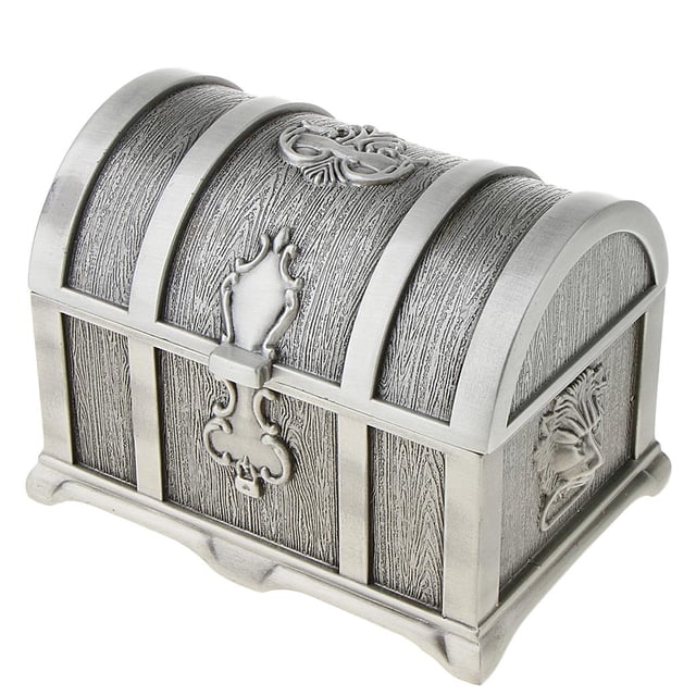 Caja de almacenamiento de joyas jinwen Cofre de joyas del cofre del tesoro Plata antigua