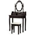 thumbnail image 1 of Vanity Table Set Detachable Makeup Table Dressing Desk with Mirror & Cushioned Stool Brown, 1 of 7