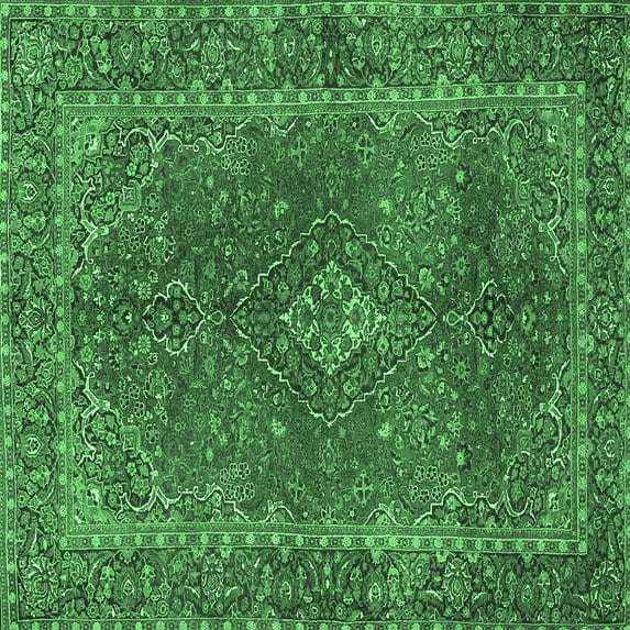 Ahgly Company Indoor Square Persian Emerald Green Traditional Area Rugs, 5' Square