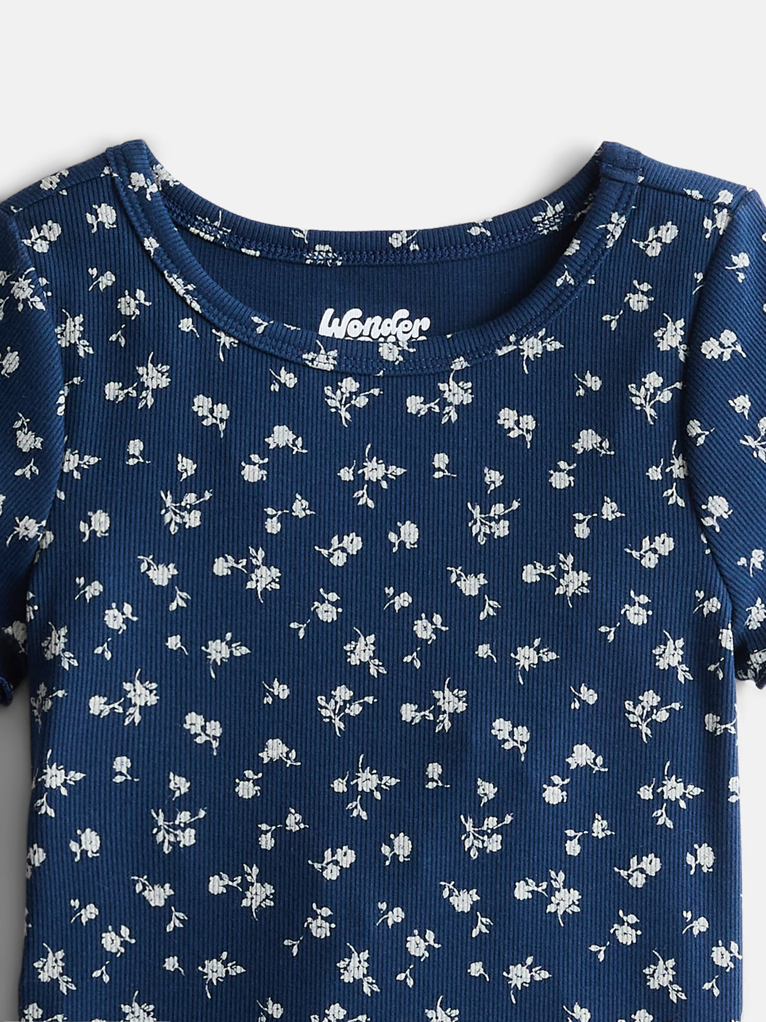 Wonder Nation Girls Lettuce Edge Tee with Short Sleeves, Sizes 4-18 & Plus