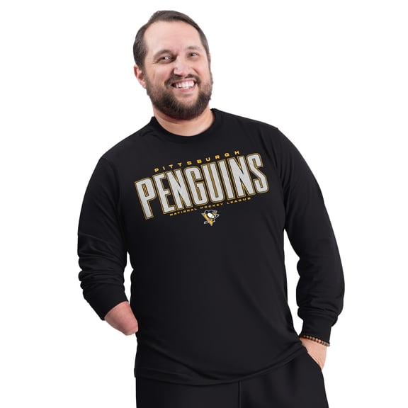 Men's G-III Sports by Carl Banks Black Pittsburgh Penguins Adaptive Mesh Effect Long Sleeve T-Shirt