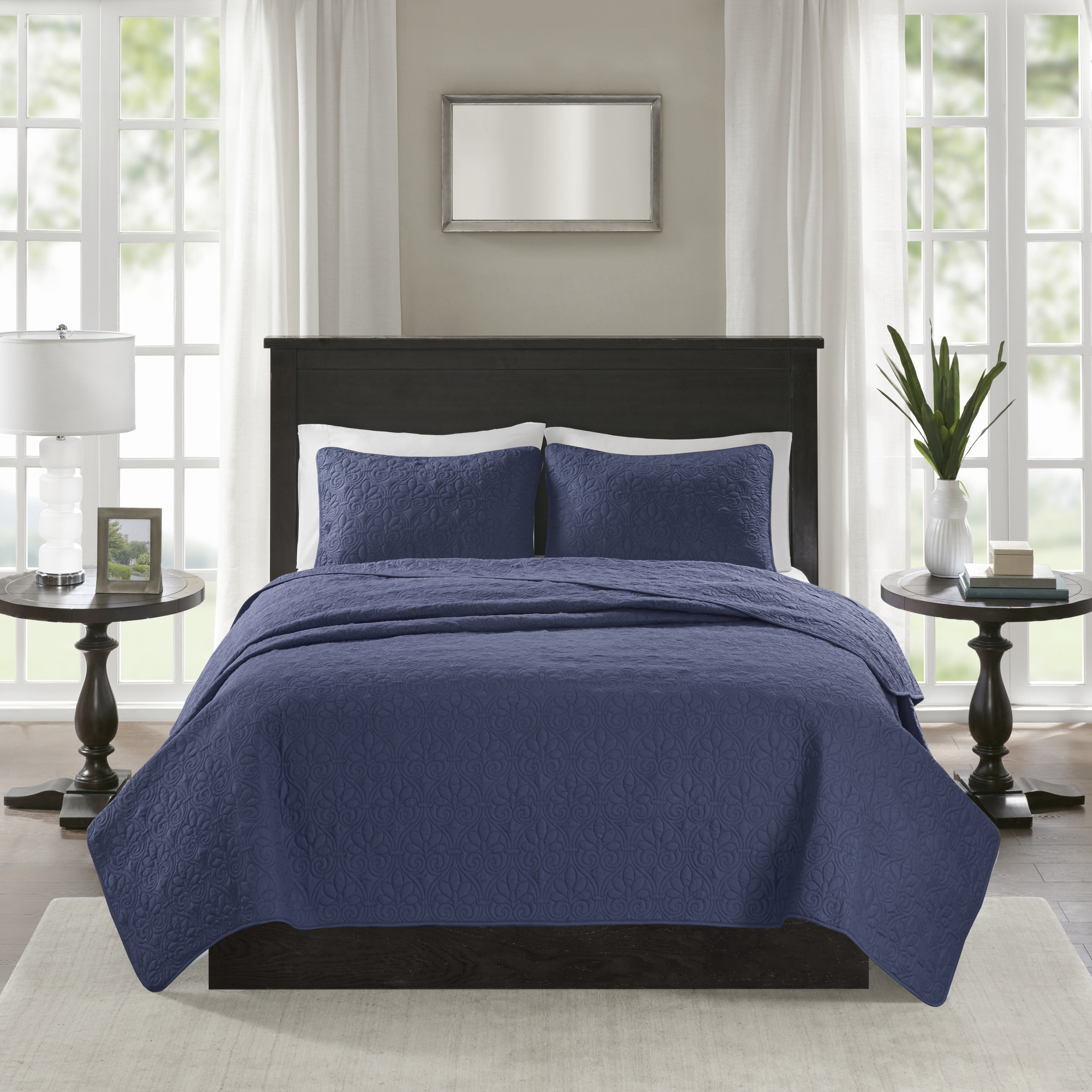 Home Essence Vancouver Super Soft Reversible Coverlet Set, Full/Queen, Navy - image 4 of 13