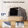 thumbnail image 4 of XXXL  Stainless Steel Litter Box with Lid, Large Enclosed  Litter Box for Big Cats, Metal  Box with High Sided Enclosure & Scoop, Grey, 4 of 6