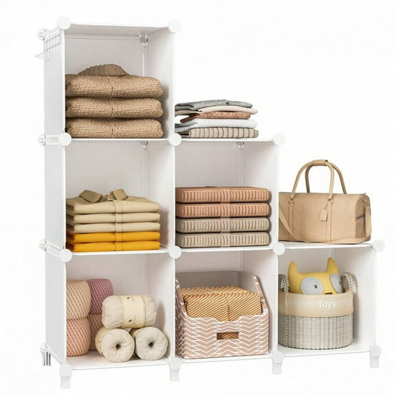 Closet Organizer, 6 Storage Organizer, DIY Closet Shelves,Clothing Storage Organizer For Kids Bedroom Bathroom Office 