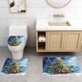 thumbnail image 3 of Winter Colorful Christmas Tree Shower Curtain Sets for Bathroom, Art Deco Shower Curtain Sets with Hooks, Realism Rustic Floral Light Bathroom Accessories Sets with Bath Mat Sets, 3 of 6