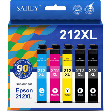 212XL Ink Cartridge Combo Pack Compatible for Epson Ink 212 T212XL Replacement for Epson Printer XP-4100 XP-4105 Ink Cartridges WF-2850 WF-2830(Black, Cyan, Magenta, Yellow，5 Pack )