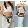 thumbnail image 4 of SUOSDEY Women's Hollow Western Disc Belt Concho Stretch Cowgirl Leather Wide Waist Belt for Dresses Jeans, 4 of 7
