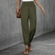 thumbnail image 2 of Pantalones palazzo de lino con cintura elástica, pierna ancha y bolsillos para mujer, 2 of 6