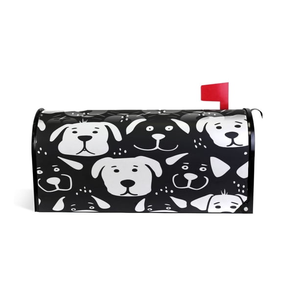 Mailbox Covers Magnetic Large Size Post Box Cover Wrap Outside Waterproof Home Yard Garden Decor Black White Dog Face 25.5x21
