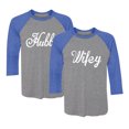 thumbnail image 1 of Hubby & Wifey Matching Couple Raglan Shirt His & Hers Gift For Husband And Wife Hubby blue/gray Medium / Wifey blue/gray Large, 1 of 3