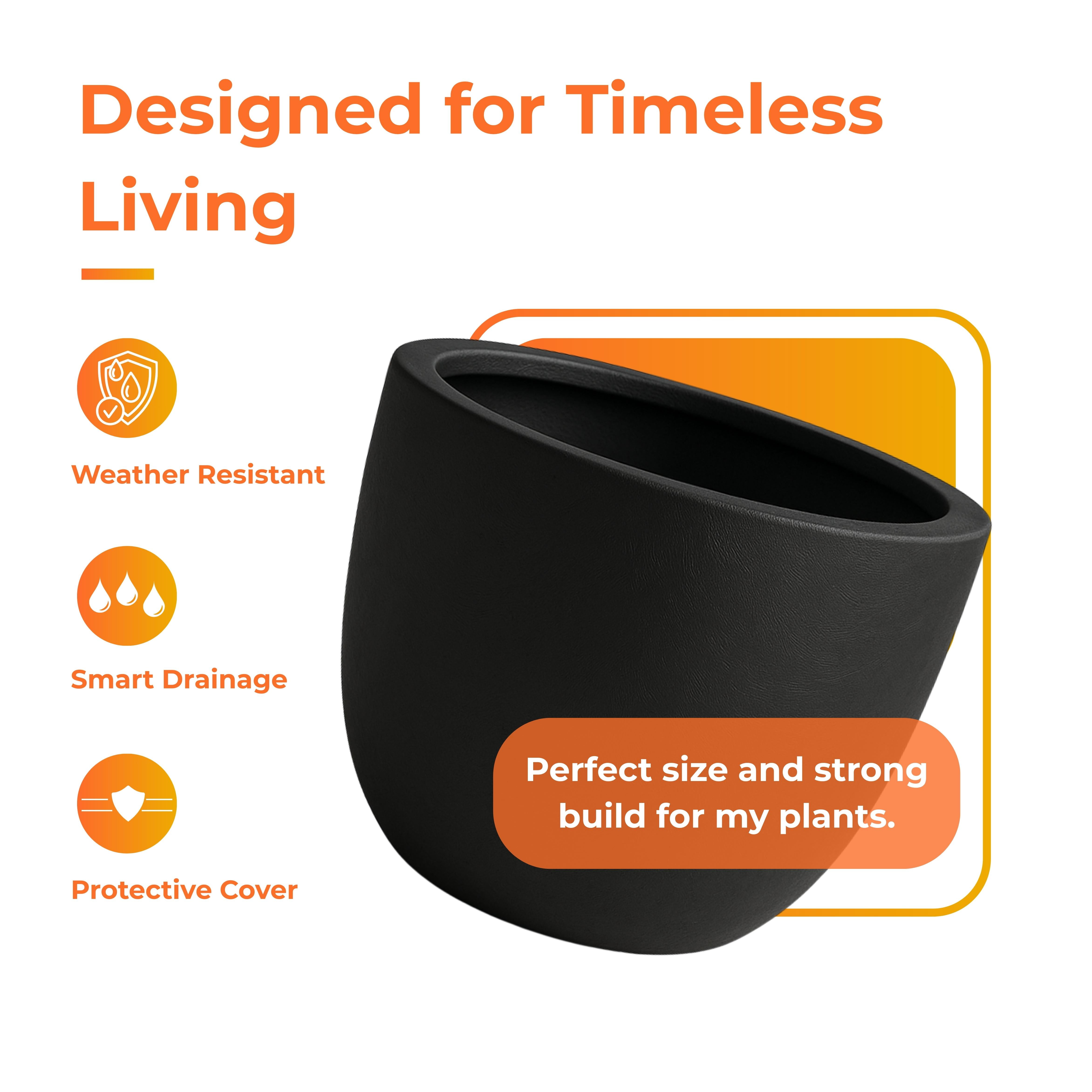 LeisureMod Dahlia Mid-Century Tapered Round Planter, Fiberstone & MgO Clay, Indoor/Outdoor Plant Pot