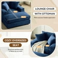 thumbnail image 3 of Muumblus Oversized Lounge Chair with Ottoman, Cloud Accent Reading Armchair for Living Room, Blue Chenille, 3 of 9