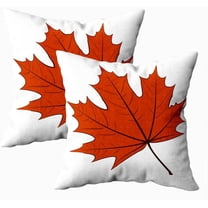 Set of 2 Red Maple Leaf Throw Pillow Covers 18 X 18 Inch Fall Square Pillowcase Decorative Cushion Cover for Porch Couch Outdoor Camping