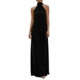 thumbnail image 2 of IUYRTFE Women's Halter Neck High Collar Sleeveless Pleated Maxi Dress Solid Color Flowy Long Formal Gown, 2 of 5