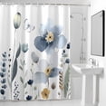 thumbnail image 4 of Watercolor Flowers Leaf Fabric Shower Curtain Blue Butterfly Plant Washable Shower Curtains for Bathroom, Waterproof Bath Curtain with Hooks Home Decor 72x72in, 4 of 8