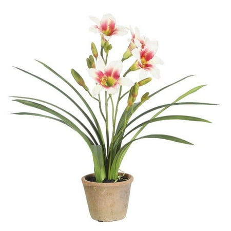 Winward Silks Day Lily Desk Top Flowering Plant in Pot