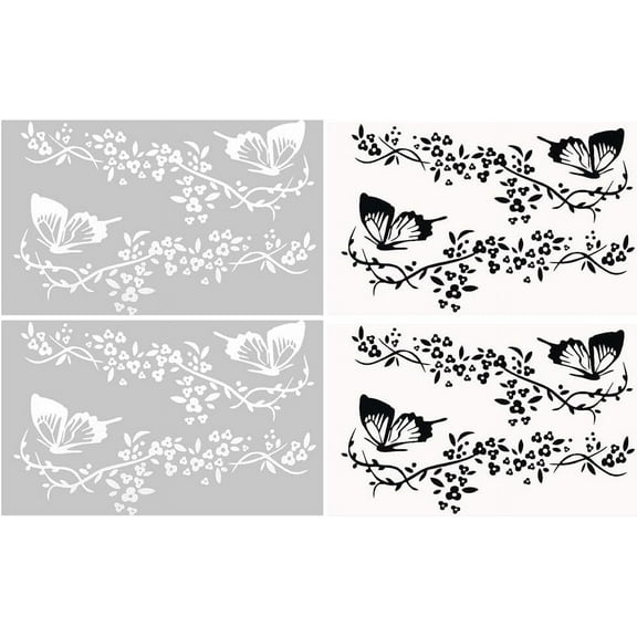 4Pcs Butterfly Car Stickers Black White Plastic Self Adhesive Waterproof Vinyl Animal Flower Butterflies Cars Window Decal Sticker