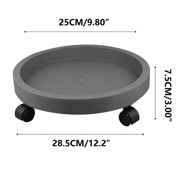 Universal Wheeled Caddy Tray | 12-Inch Round Rolling Stand with Locking Wheels | Heavy-Duty Mobile Flower Pot Saucer for Indoor & Outdoor Use