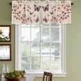 thumbnail image 3 of Spring Butterfly Curtain Valances for Windows, Kitchen Valance Window Treatments Panel 2 Pack, Pink Botanical Flowers Retro Farmhouse Rod Pocket Short Curtains for Bathroom Bedroom 54 x 18 Inch, 3 of 8
