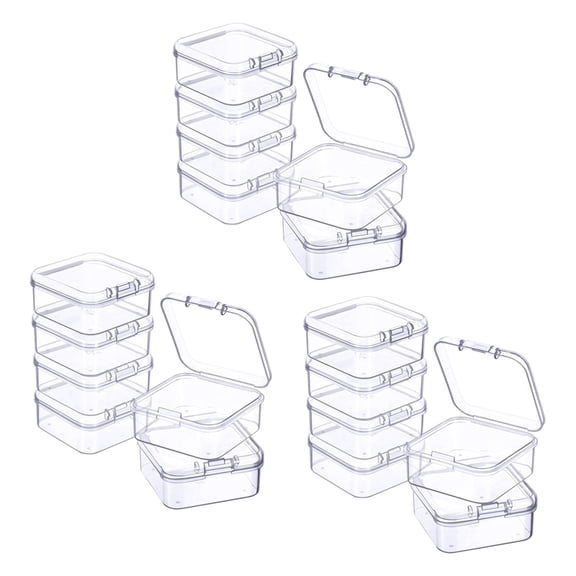 18 Pieces Mini Plastic Clear Storage Box for Collecting Small Items, Beads, Jewelry, Business Cards,18 x Storage Box,Transparent