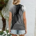 thumbnail image 4 of NAMTYQX V Neck T Shirts for Women Women Summer Tops Loose Fitting Trendy Stretch Women's Summer Tops Light Gray Size 2XL, 4 of 5