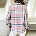 thumbnail image 5 of BRELIL Women's Fall Winter Plaid Long Sleeve Button Up Shirt Casual Collared Tops Loose Fit Outdoor Vacation Outfit, Pink 2XL, 5 of 6