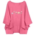 thumbnail image 2 of Neewe Womens Cotton Linen Tops Half Sleeve T Shirts Dressy Casual Round Neck Summer Clothes Outfits Blouses Loose Fit, 2 of 6