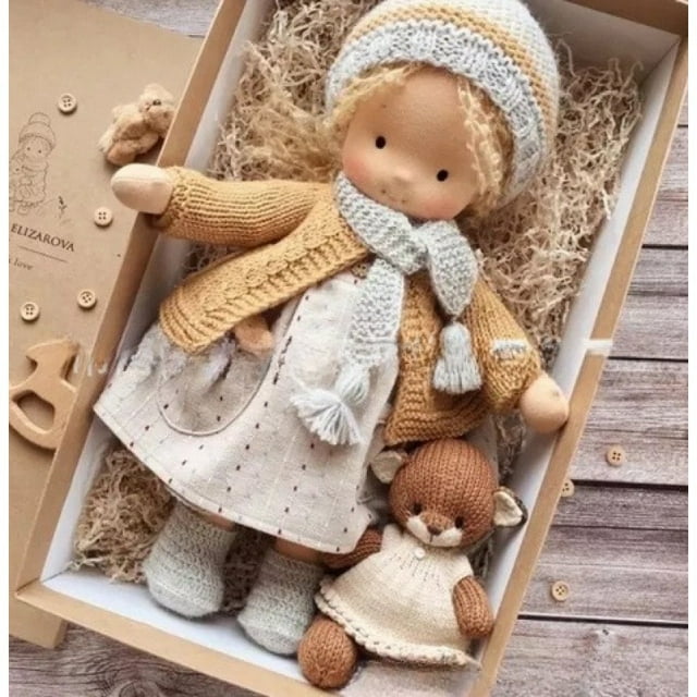 Doll Handmade Plush Doll Waldorf Inspired Custom Play Doll for Children with Set of Clothes and Customizable Hair Eye ,Auspicious Doll Birthday Gift#34
