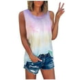 thumbnail image 2 of Oversized Tshirts for Women, Summer Tie Dye Crew Neck Sleeveless Tank Top, Pink 5XL, 2 of 5