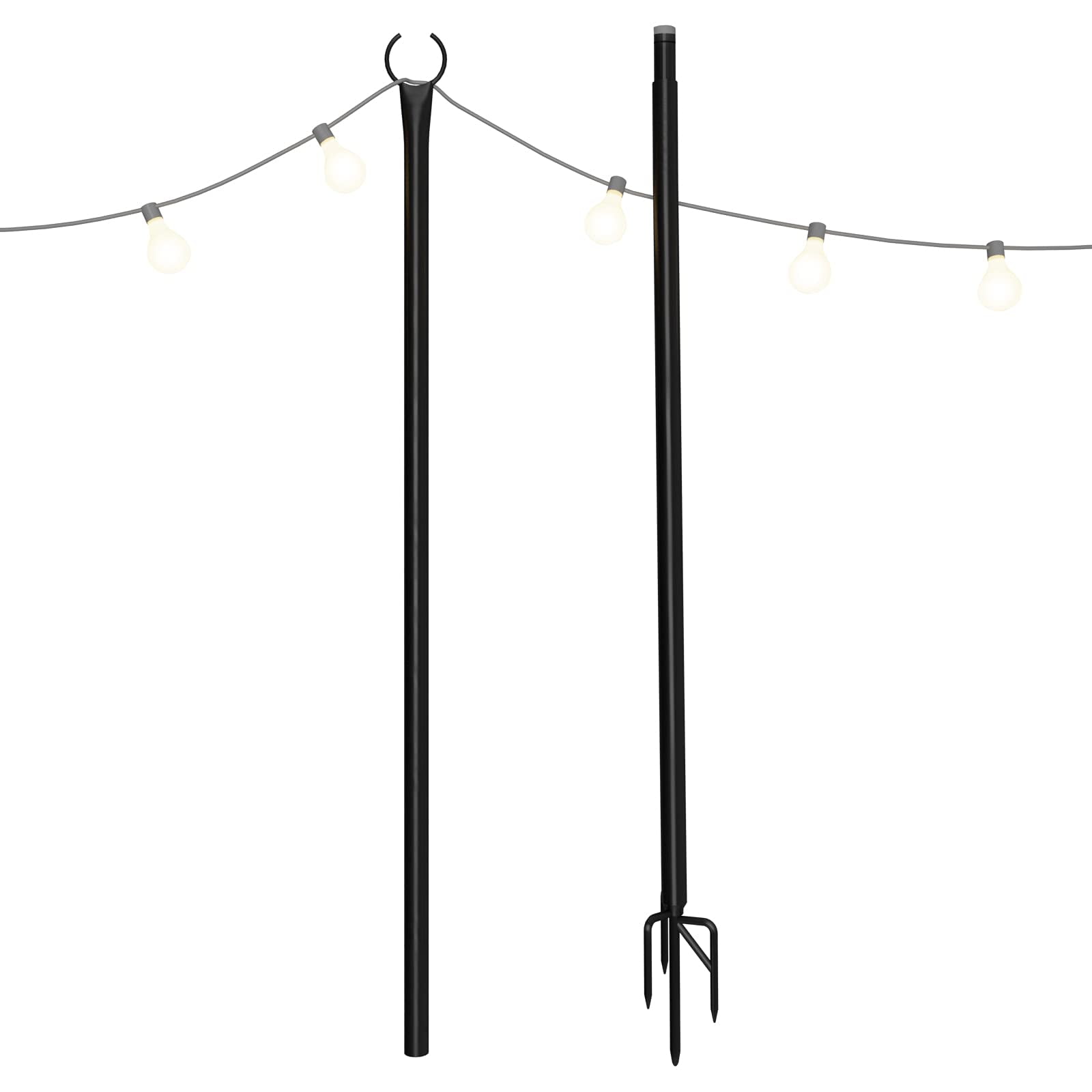 Holiday Styling Outdoor String Light Pole - Metal Poles with Hooks for Hanging String Lights in Garden, 1 Pole - Walmart.com