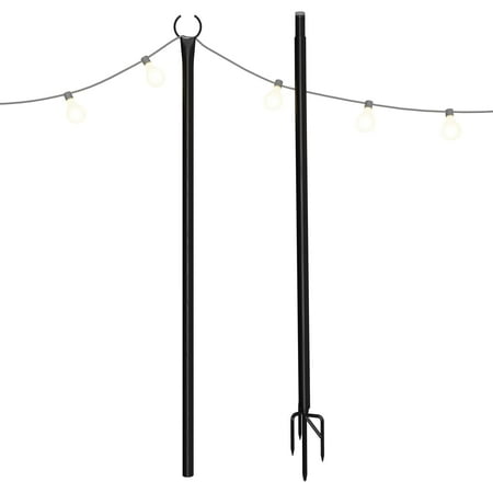 Holiday Styling Outdoor String Light Pole - Metal Poles with Hooks for Hanging String Lights in Garden Backyard 1 Pole