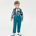 thumbnail image 2 of Vedolay Boy's Casual Outfits Boy's 2 Piece Outfits Button Front Long Sleeve Top and Bow Plaid Pants Set,Navy 4-5 Years, 2 of 5