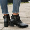 thumbnail image 2 of NECHOLOGY Botas Mujer Adulto Femenino Zapatos Botines mujer Botas con hebilla de cinturón de Metal de mezclilla Retro zapatos de mujer nueva manga de tacón de mujer (Black, 6.5), 2 of 7
