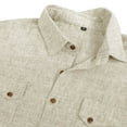 thumbnail image 7 of purcolt Mens Short Sleeve Cargo Top Casual Vintage Button Up Shirts Summer Loose Fit Work Shirts with 2 Pockets, Beige, S, 7 of 7