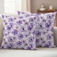 thumbnail image 6 of 2 Pack Outdoor Waterproof Throw Pillow Covers,Spring Watercolor Purple Flower Decorative Square Patio Pillowcases for Chair Couch Sofa 16x16in, 6 of 9