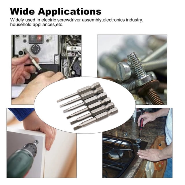 6Pcs 6.35Mm Hex Shank Triangle Head Bit Triangle Screwdriver Bits 50Mm Ta1.8-3.0