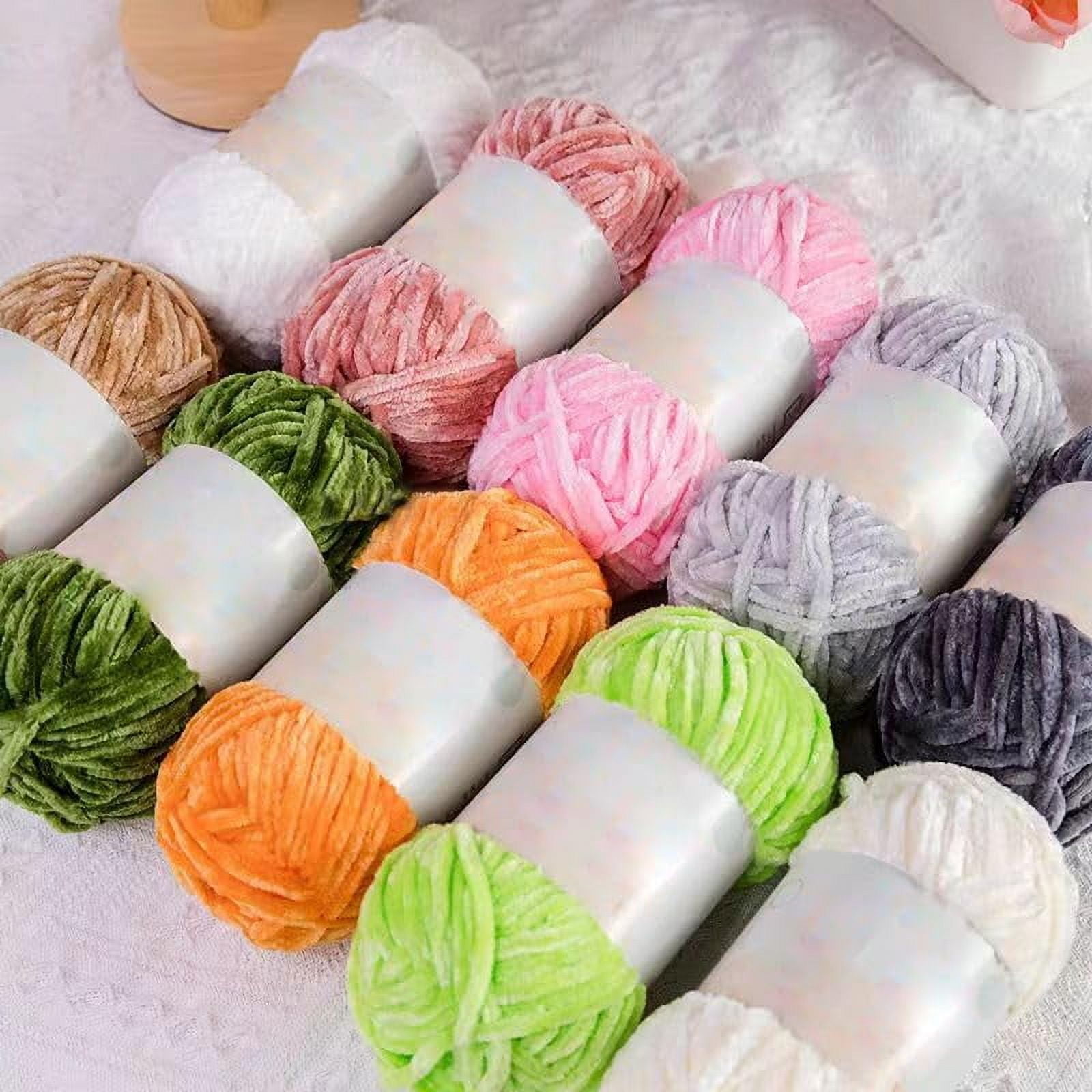4 PCS 400g Soft Chenille Yarn Velvet Yarn for Crocheting, Fluffy Yarn for Knitting and Crochet DIY Craft,Warm Yarn for Blanket Bag Hat Scarve Clothe Gloves Slippers Doll