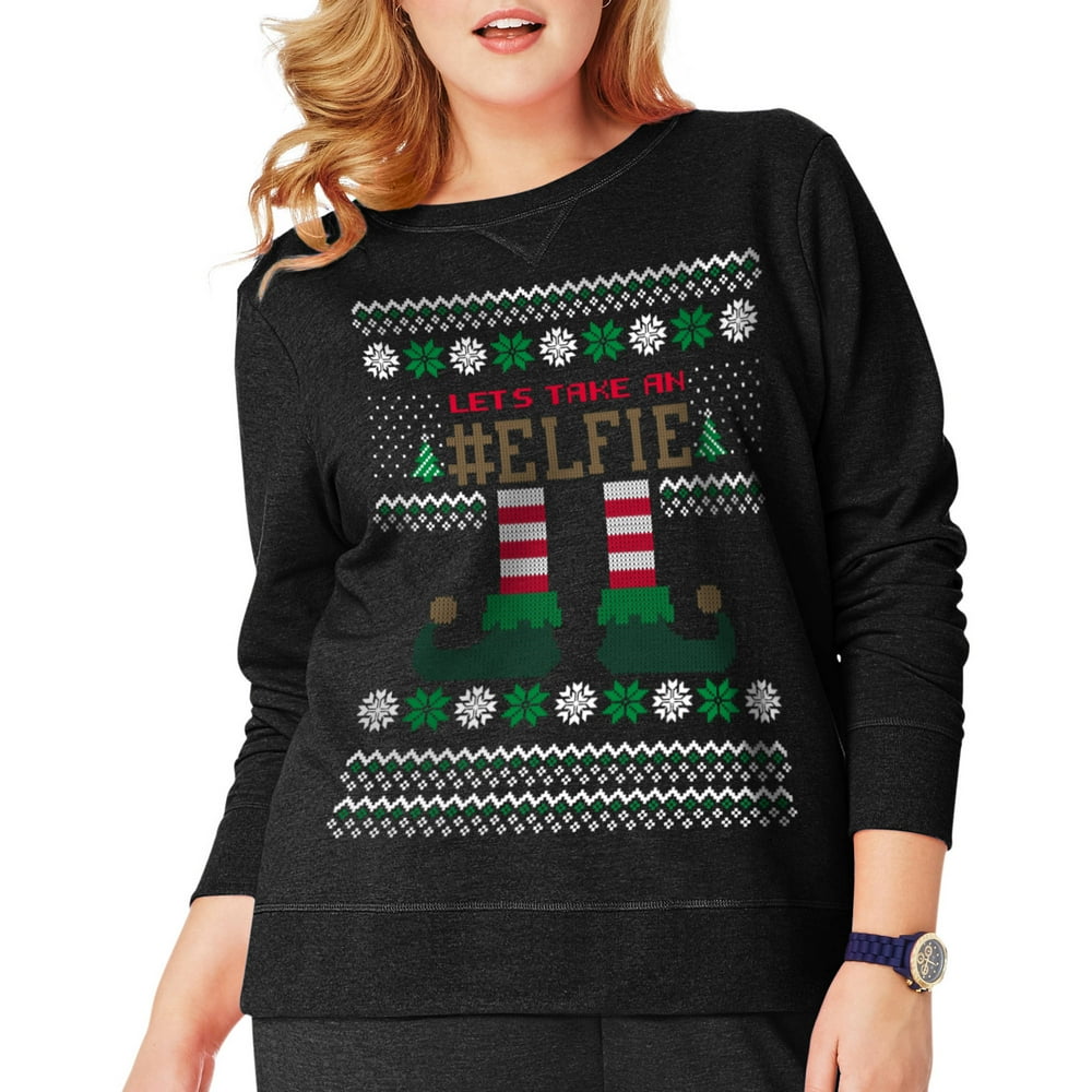 Just My Size - Women's Plus-Size Ugly Christmas Sweatshirt - Walmart ...