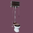 thumbnail image 3 of Renovators Supply High Tank Pull Chain Toilet w/Dark Oak Wooden Raised High Tank 59" to 74" Adjustable Height Chrome Z Pipe and Round Toilet Bowl, 3 of 8