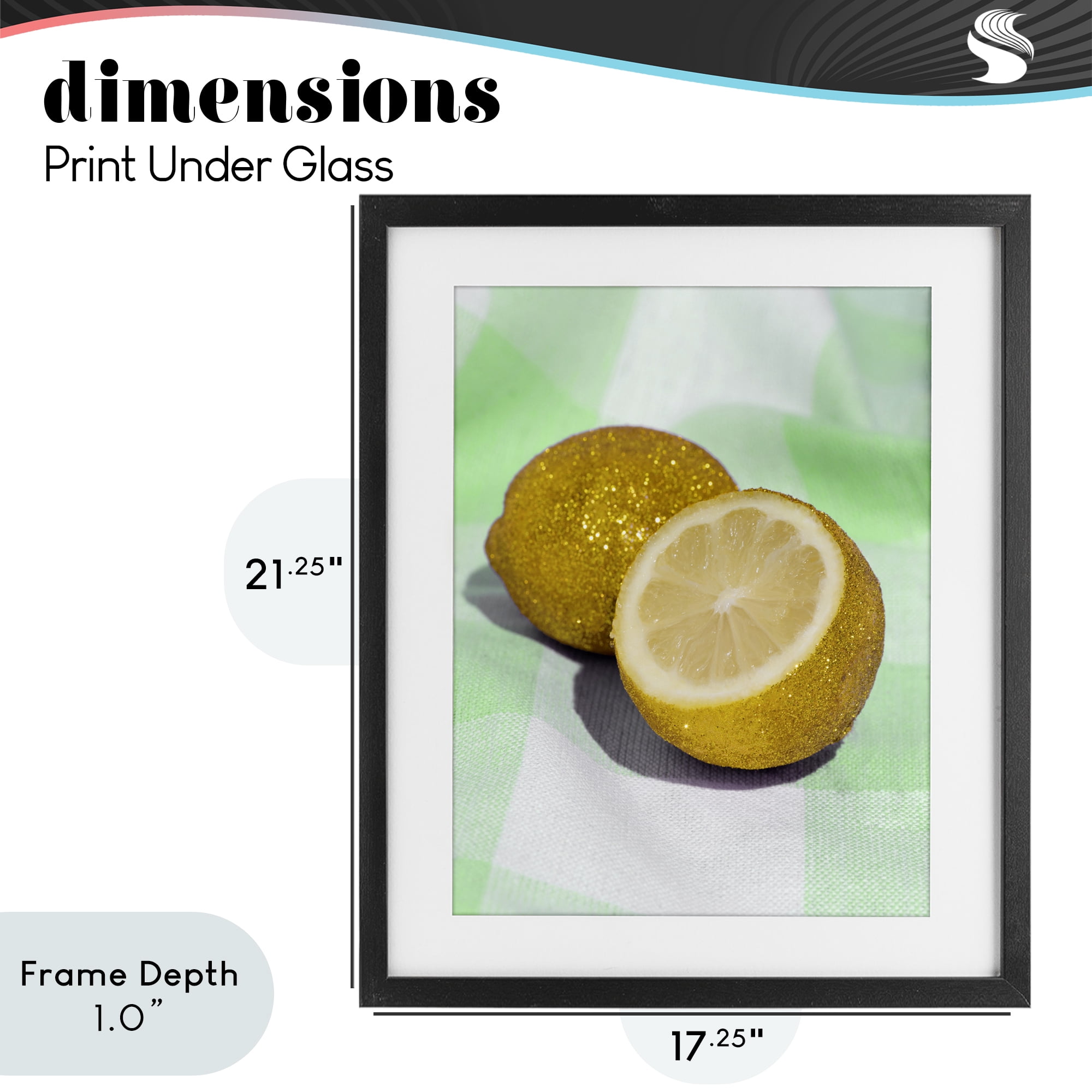 Stupell Industries Glimmer Lemon on Green Black Framed Print Under Glass, design by LISH Creative