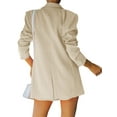 thumbnail image 3 of Langwyqu Long Sleeve Solid Color Women V-Neck Buttons Blazer Coat, 3 of 5
