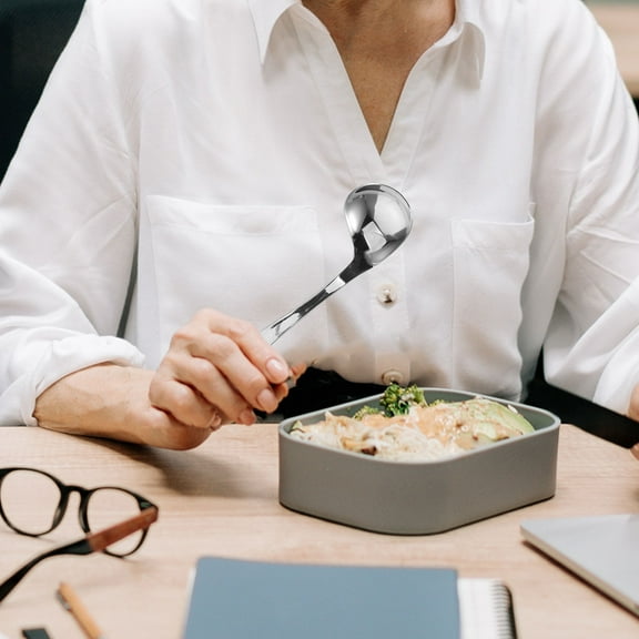 CTIRCHIU Silver Adaptive Handicap Spoon for Elderly and Disabled with Curved Handle Comfortable Grip and Deep Head Size 1 Each