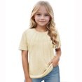 thumbnail image 5 of ZyeKqe Toddler Clothes Girls Pleated T Shirts Summer Short Sleeve Tops Solid Color Loose Fitted Tees, 5 of 5