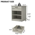 thumbnail image 4 of Hommoo Nightstand with Drawer and Open Storage, End Table Bedside Table with Charging Station, for Bedroom, Living Room, Gray, 4 of 8