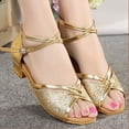 thumbnail image 5 of Otqutp Gold Strap High Heel Sequins Sandals for Girls Kids Princess Dance Party Formal Shoes Open Toe Ankle Fancy Sandals Trendy, 5 of 8