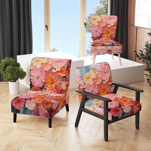 Designart "composition Kaleidoscope IV" Peach Abstract Upholstered Accent Chair - Modern Arm Chair For Living Room