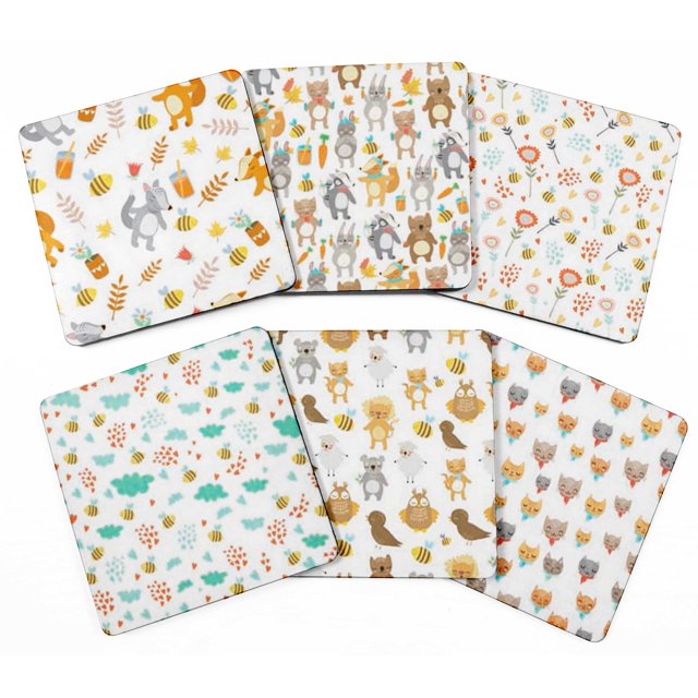 Inkdotpot Ensemble de 6 sous-Verres Décoratifs, Base à Lèvres 4 Pouces Carrés Imprimés